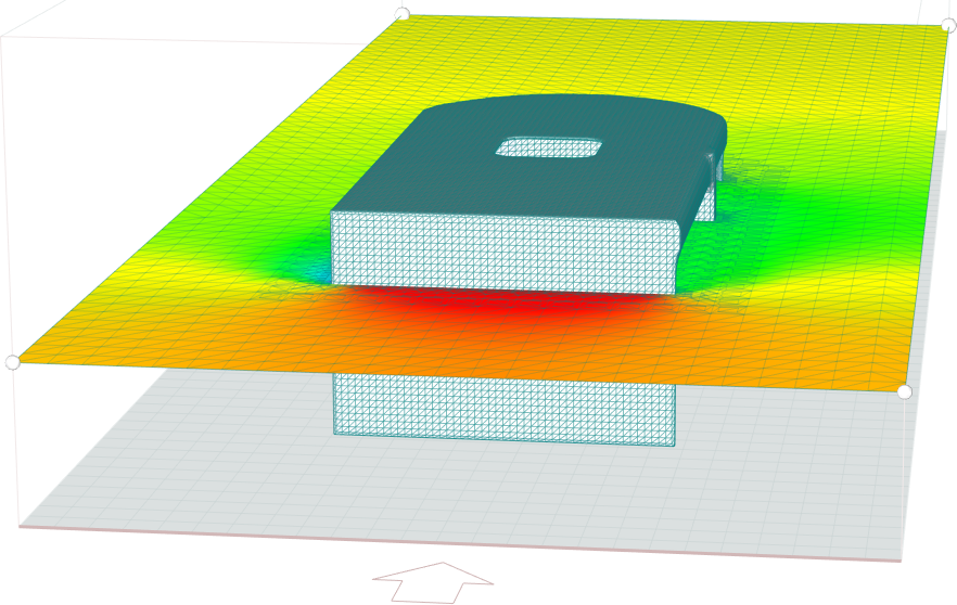 Campo de presiones en el plano de segmentación horizontal (XY)